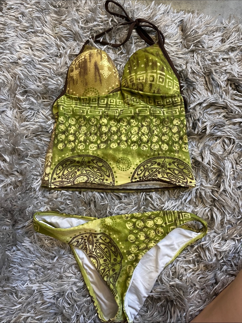 Green Patterned Two-Piece Swim Set